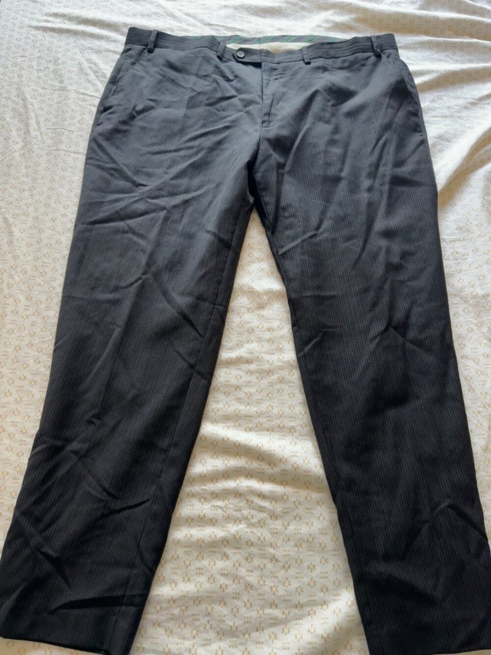 Chaps Dress pants, subtle pinstripe- 42 × 30- Dark charcoal/gray